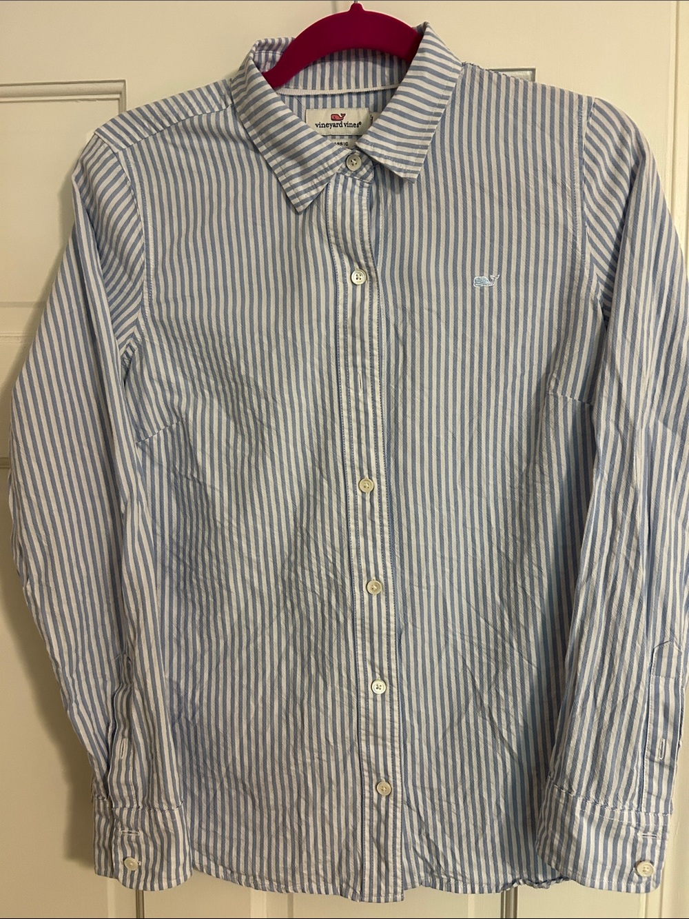 Vineyard Vines Women’s Blue and White Striped Button-Down Shirt Size 4
